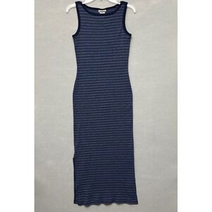 VTG Faded Glory Dress Women's Small Y2K 90s Bodycon Striped Blue Sleeveless Cute